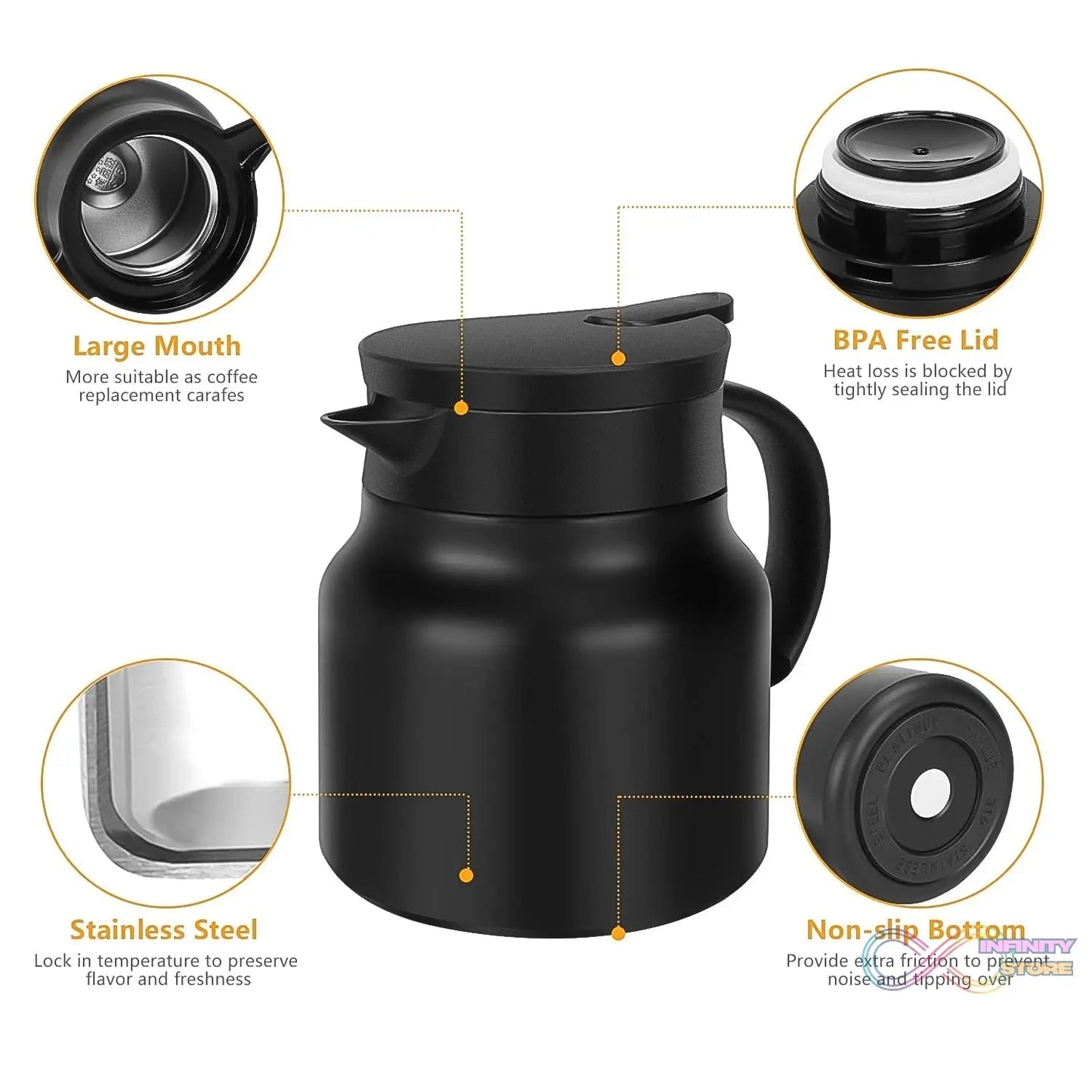 Thermal Coffee Carafe Tea Pot & Water Bottles, with LED Display (Bottle 500 ML & Pot 1000 ML / 2 Pc) - infinityexculsivestore.com