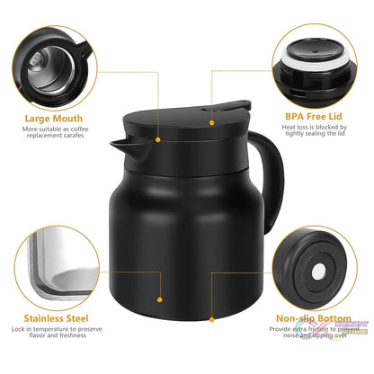 Thermal Coffee Carafe Tea Pot & Water Bottles, with LED Display (Bottle 500 ML & Pot 1000 ML / 2 Pc) - infinityexculsivestore.com