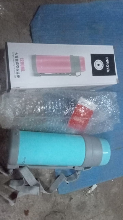 Stainless Steel Insulation Thermos, Double - Wall Vacuum Insulated Water Bottle For Travel, Outdoor Fitness Portable Travel Pot, Camping Coffee, Portable Car, Travel Keep Hot & Cold Large Capacity (1200 ML) - infinityexculsivestore.com