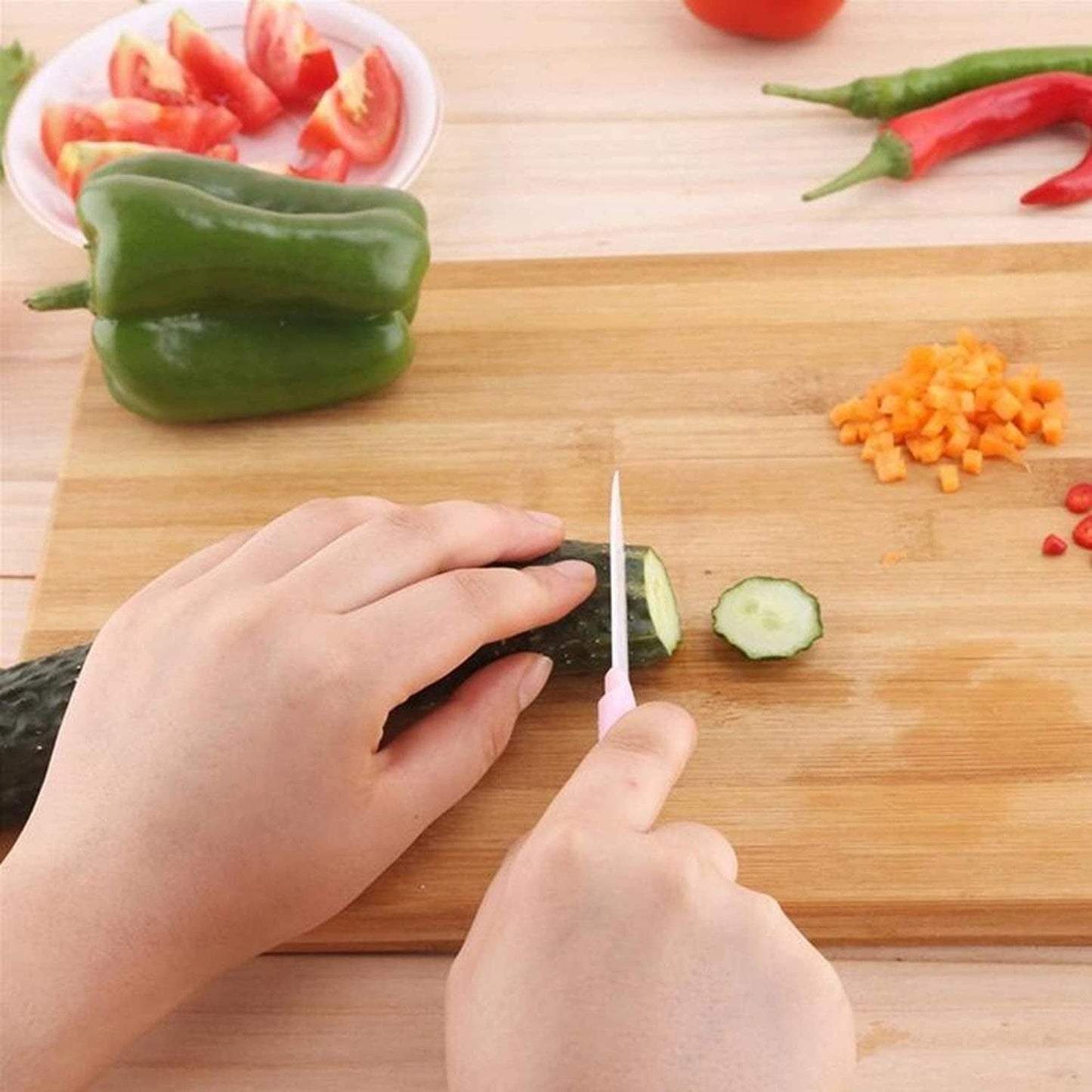 Thick Wooden Bamboo Kitchen Chopping Cutting Slicing Board with Holder for Fruits Vegetables Meat - infinityexculsivestore.com