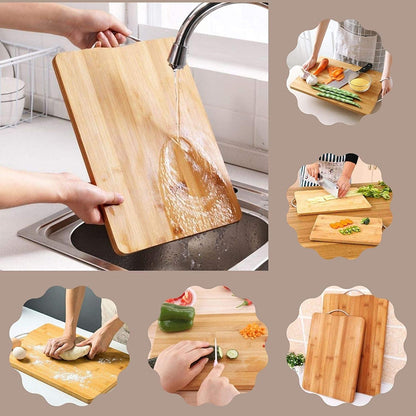 Thick Wooden Bamboo Kitchen Chopping Cutting Slicing Board with Holder for Fruits Vegetables Meat - infinityexculsivestore.com
