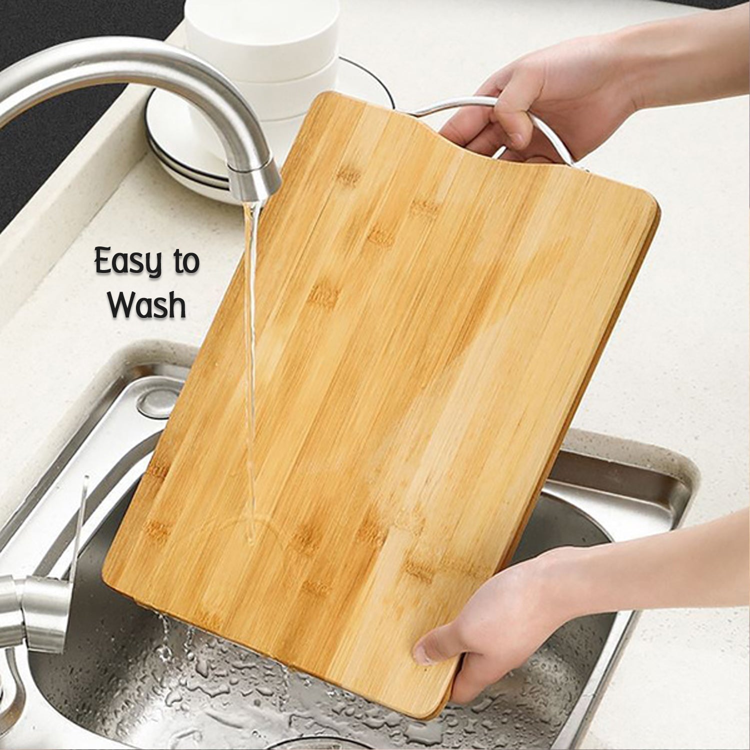 Thick Wooden Bamboo Kitchen Chopping Cutting Slicing Board with Holder for Fruits Vegetables Meat - infinityexculsivestore.com
