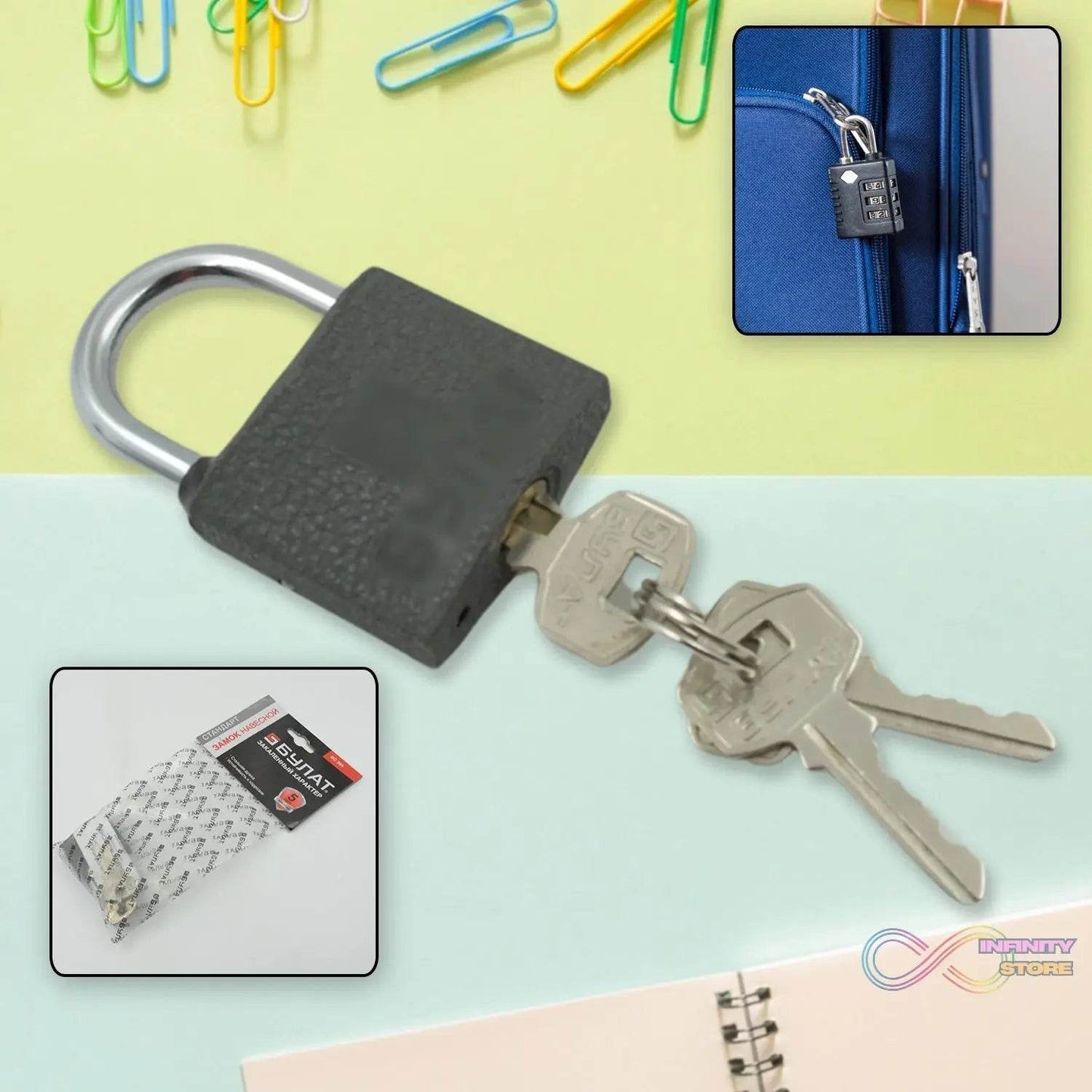 Iron lock, Brass Core and Thickened Black Iron Door Lock With 3 pc Keys for Home Dormitory, Waterproof Antirust Anti-theft locks Outdoor Gate Shed Locks Warehouse Small Iron Door Drawer Lock ( 37 mm ) - infinityexculsivestore.com