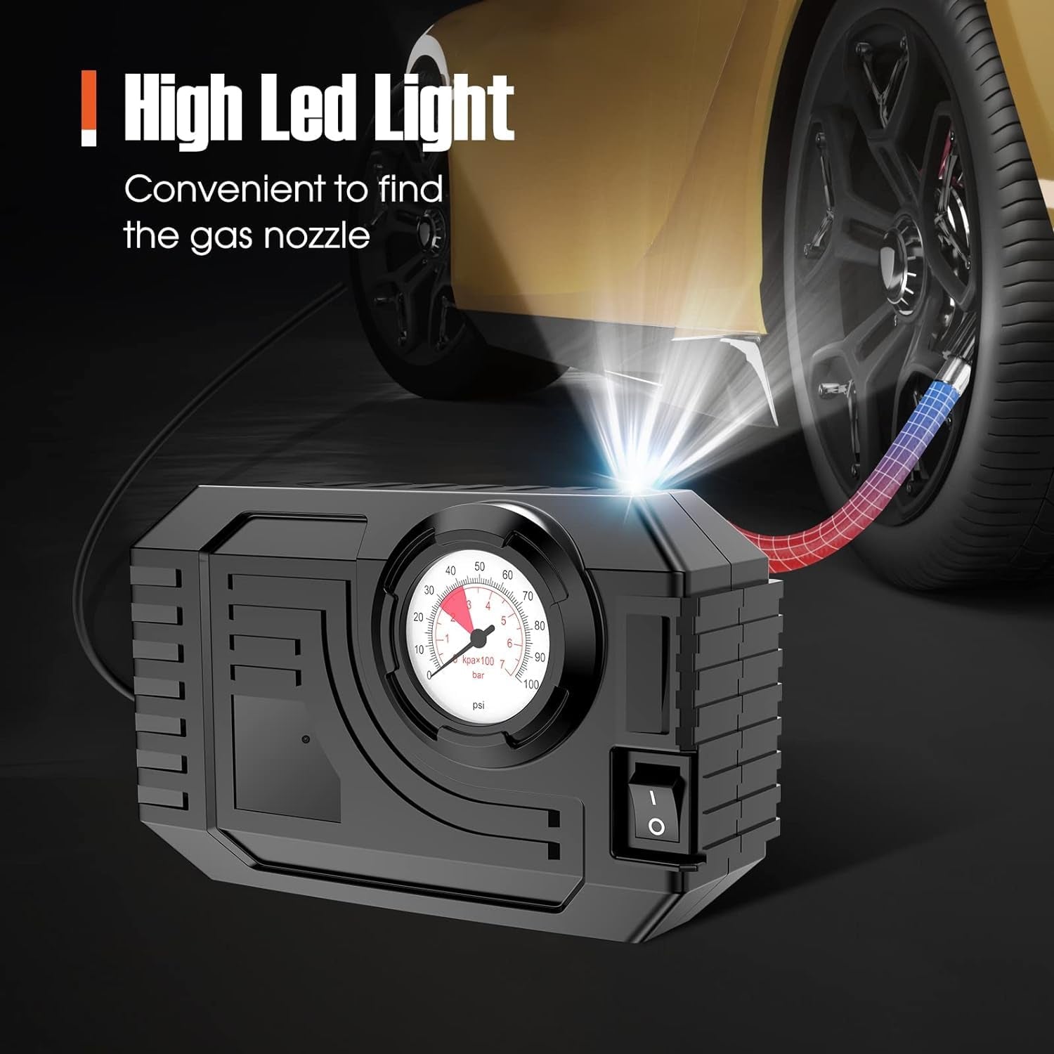 Tire Inflator Portable Air Compressor 12V Small Air Pump for Car Tires Bicycle Balloons, Cars, Bike, Bicycles and Other Inflatables with LED Light (12V) - infinityexculsivestore.com