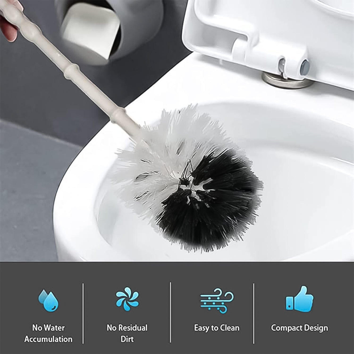 Toilet Brush with Holder Stand, Toilet Brush Set Toilet Cleaning Brush Household, Bathroom Cleaning Tools - infinityexculsivestore.com