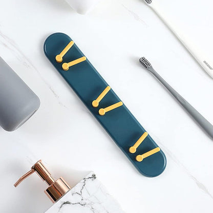 Toothbrush Holder Plastic Bathroom Accessories Organizer Wall Mounted Hanging Mount Shelf & Hooks (1pc) - infinityexculsivestore.com