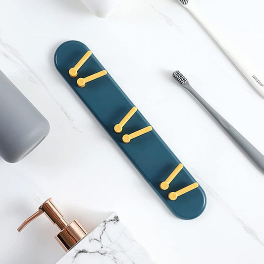 Toothbrush Holder Plastic Bathroom Accessories Organizer Wall Mounted Hanging Mount Shelf & Hooks (1pc) - infinityexculsivestore.com
