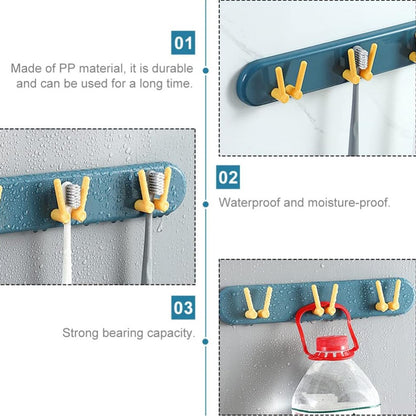 Toothbrush Holder Plastic Bathroom Accessories Organizer Wall Mounted Hanging Mount Shelf & Hooks (1pc) - infinityexculsivestore.com