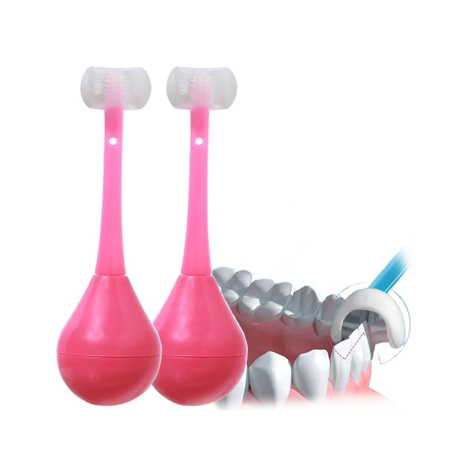 Toothbrush - Soft Bristle Toothbrush - 3 - Sided Training Toothbrush With Silicone Head, Inverted Cleaning Toothbrush for Aged 2 - 12, Children's Cleaning (1 Pc) - infinityexculsivestore.com