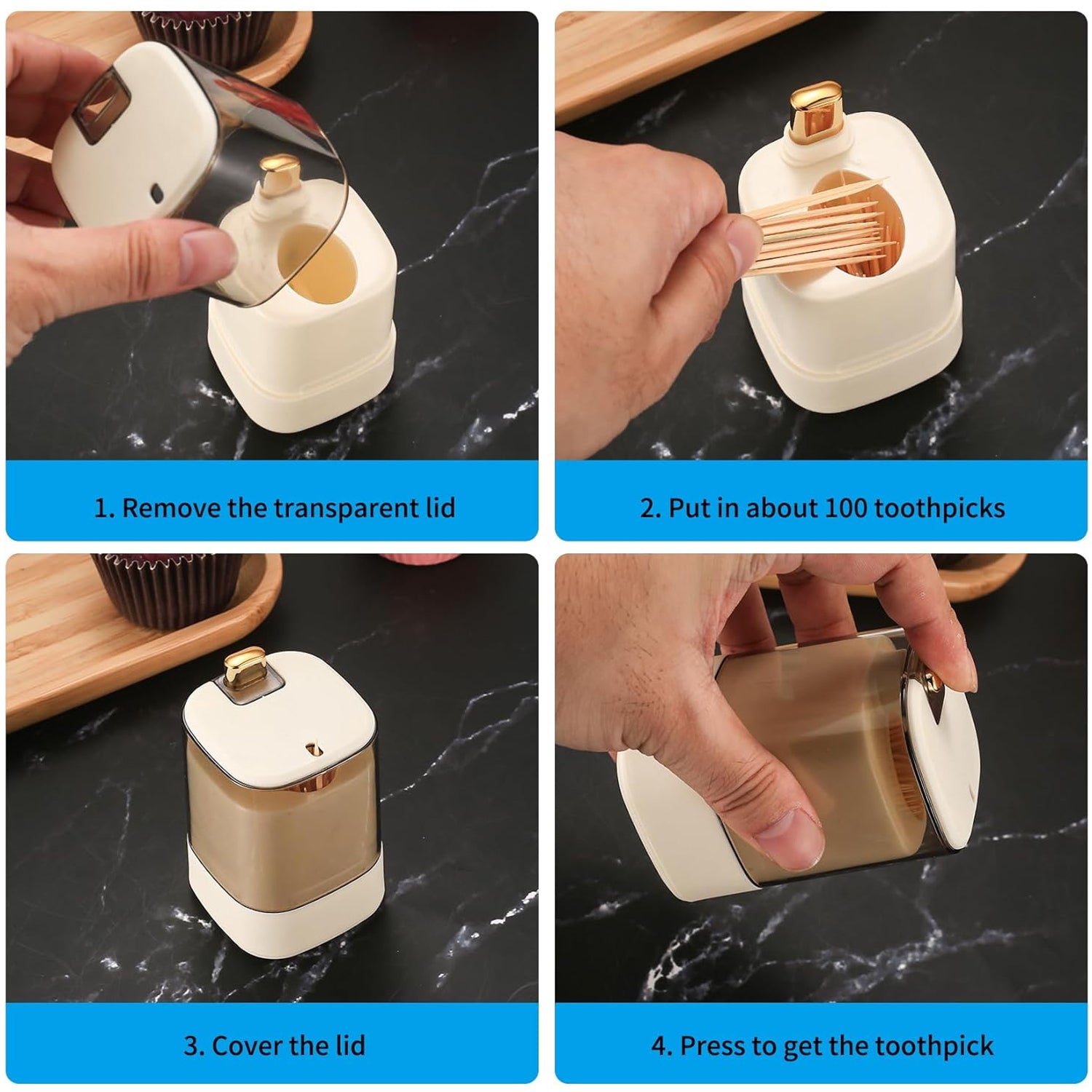 Toothpick Holder Dispensers, Automatic Toothpicks Container, Toothpicks Storage Dispensers Box, for Home Living room Kitchen Restaurant (1 Pc) - infinityexculsivestore.com