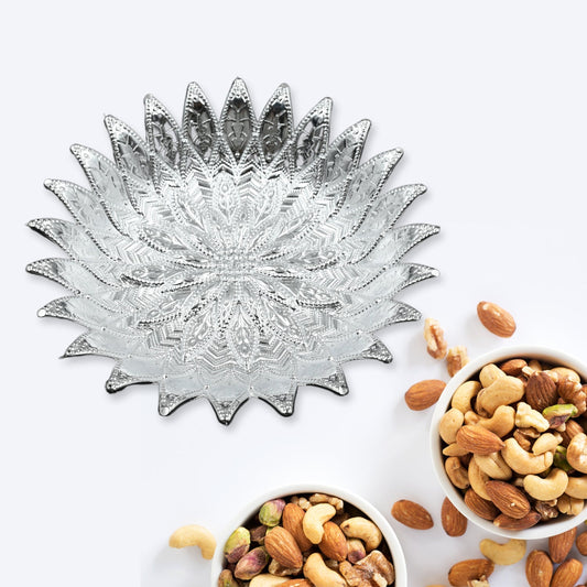 Traditional Design Serving Tray, Plastic Silver Finish Serving Tray, Multipurpose Tray, Decorative Tray, Mukhwas Serving Tray (1 Pc ) - infinityexculsivestore.com