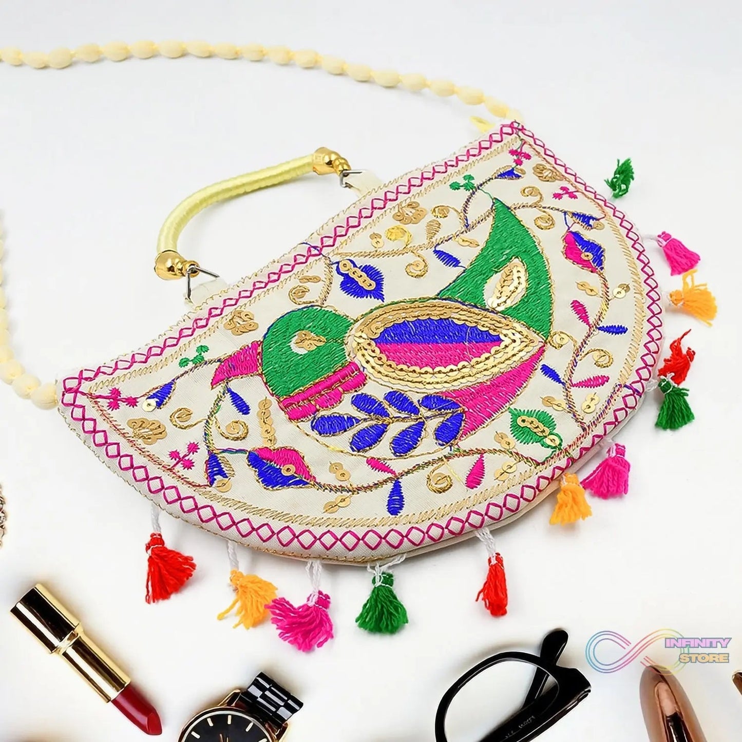 Traditional handbag, Rajasthani Jaipuri Cotton Bag (1 Pc) - infinityexculsivestore.com