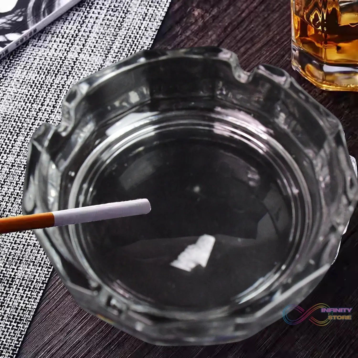Transparent Ashtray Cigarettes Holder Home Office and Bar Tone Hotel Restaurant Indoor (1 pc) - infinityexculsivestore.com