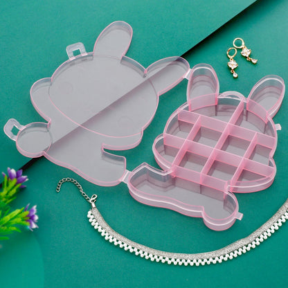 Transparent Cartoon Bear Clear Plastic Storage Box Jewelry Organizer Holder Cabinets For Small objects (1 Pc Mix Color) - infinityexculsivestore.com