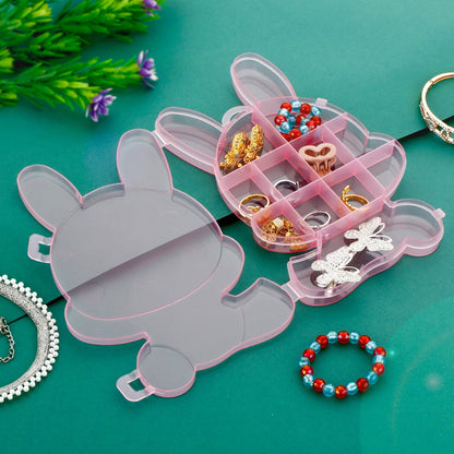 Transparent Cartoon Bear Clear Plastic Storage Box Jewelry Organizer Holder Cabinets For Small objects (1 Pc Mix Color) - infinityexculsivestore.com