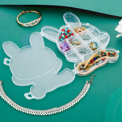 Transparent Cartoon Bear Clear Plastic Storage Box Jewelry Organizer Holder Cabinets For Small objects (1 Pc Mix Color) - infinityexculsivestore.com
