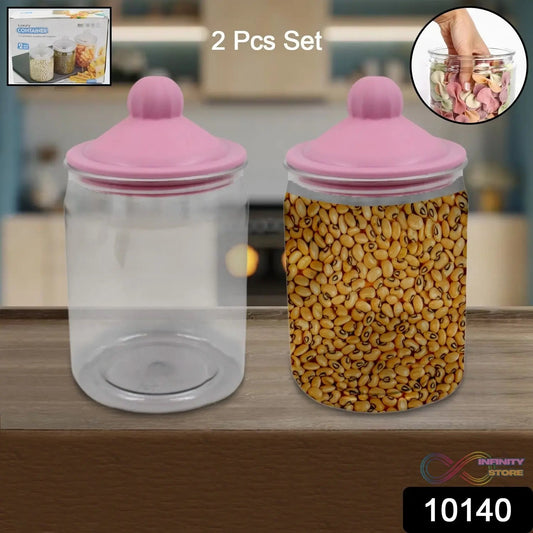 Transparent Kitchen Plastic Container/ Jar Set (2 Pcs Set / 1100 ML Approx) - infinityexculsivestore.com