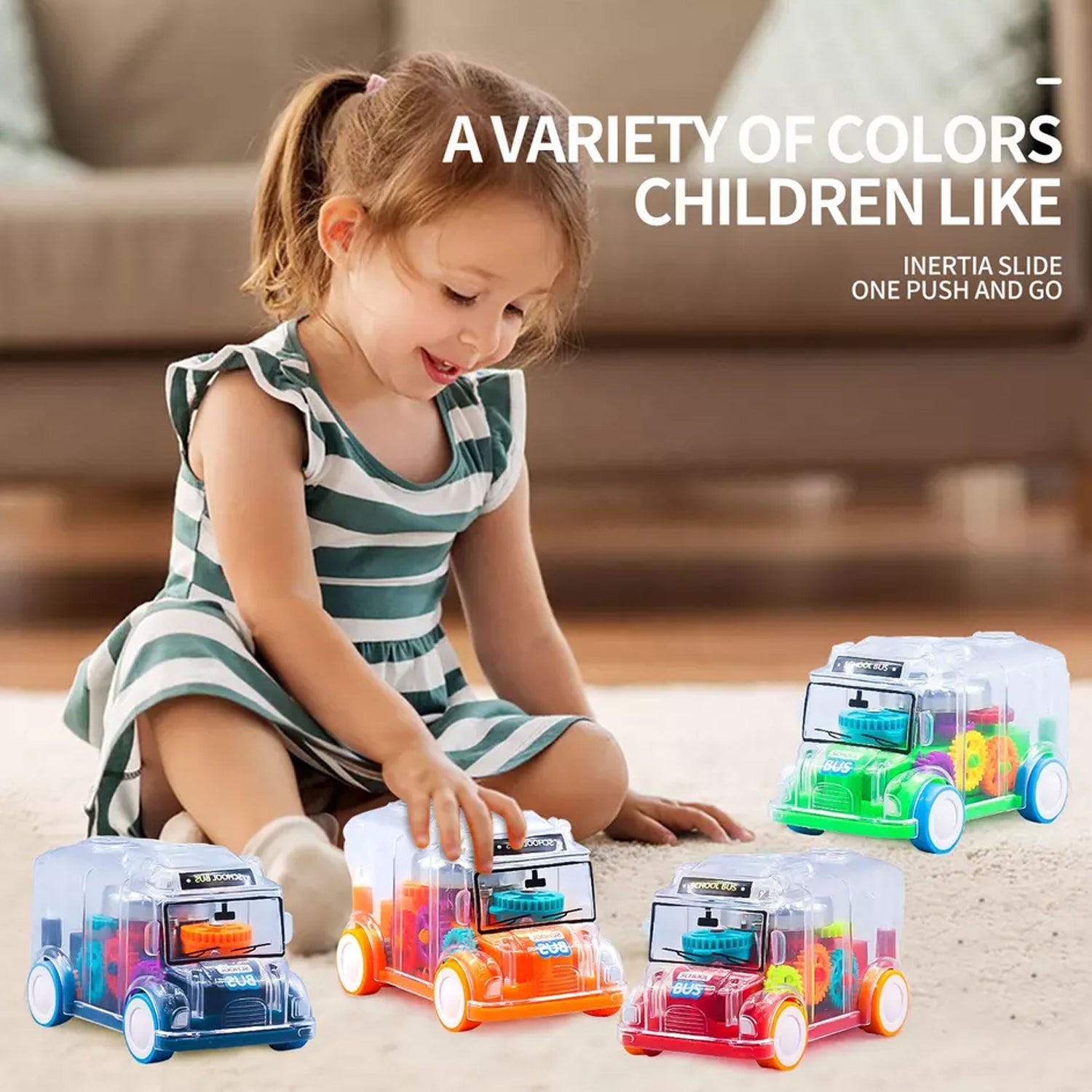 Transparent Musical Mini School Bus Toy for Kids - infinityexculsivestore.com