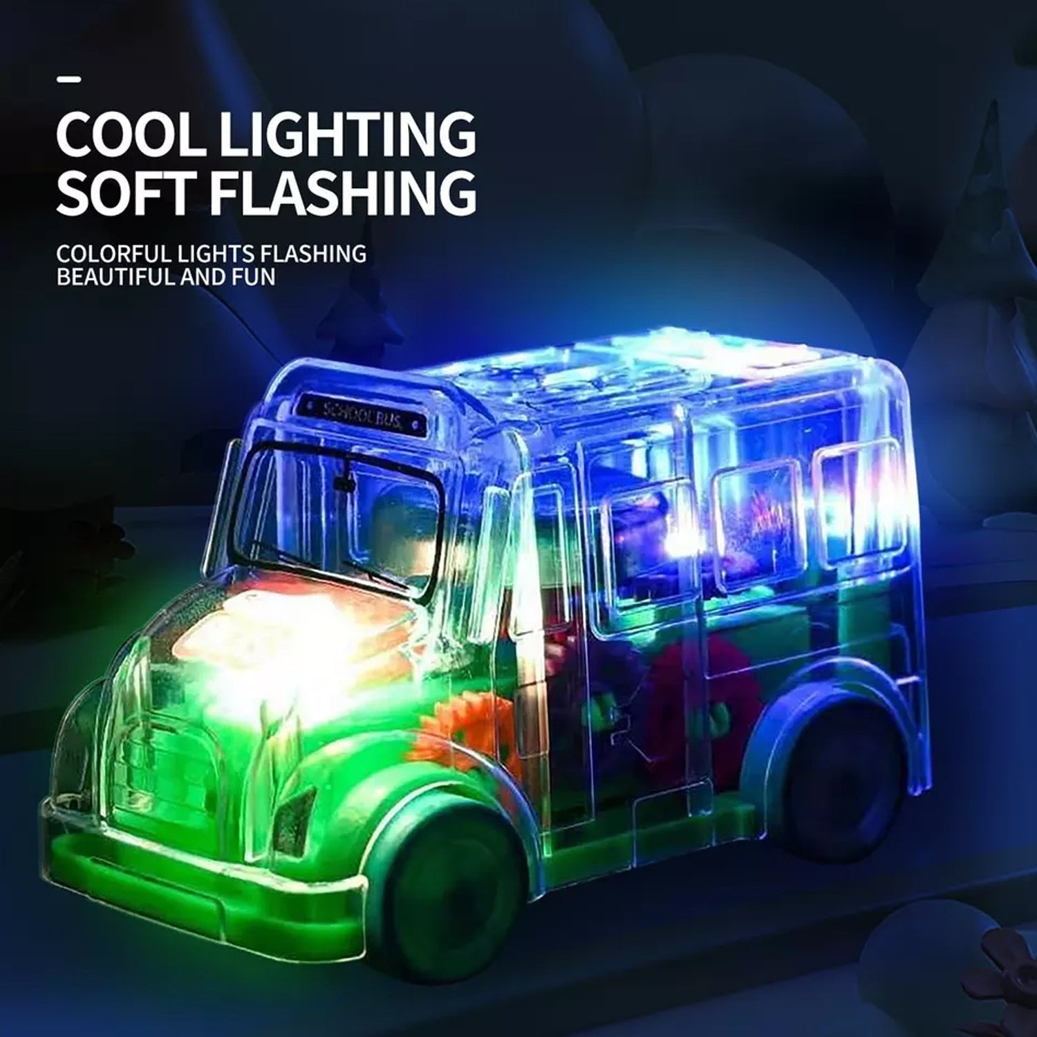 Transparent Musical Mini School Bus Toy for Kids - infinityexculsivestore.com
