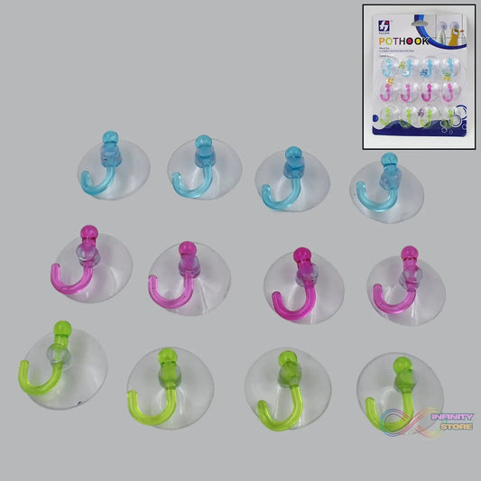 Transparent Rubber Vacuum Sucker Hooks Hanger Strong Suction Cup (12 Pc) - infinityexculsivestore.com