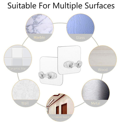 Transparent Self Adhesive Hook Seamless Drill Free Removable Wall Mounted Hanger As Toothbrush Holder Power Plug Socket Holder Waterproof and Oil Proof (1 Pc) - infinityexculsivestore.com