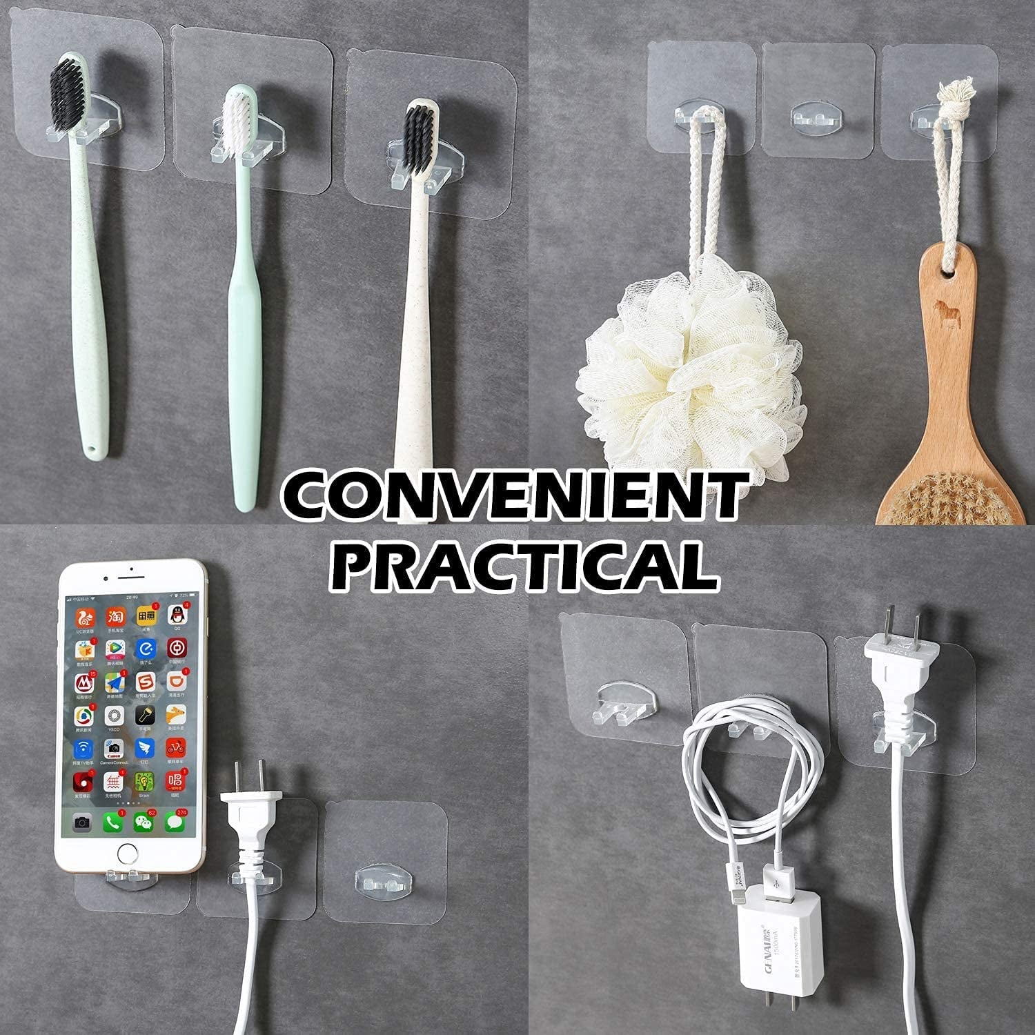 Transparent Self Adhesive Hook Seamless Drill Free Removable Wall Mounted Hanger As Toothbrush Holder Power Plug Socket Holder Waterproof and Oil Proof (1 Pc) - infinityexculsivestore.com