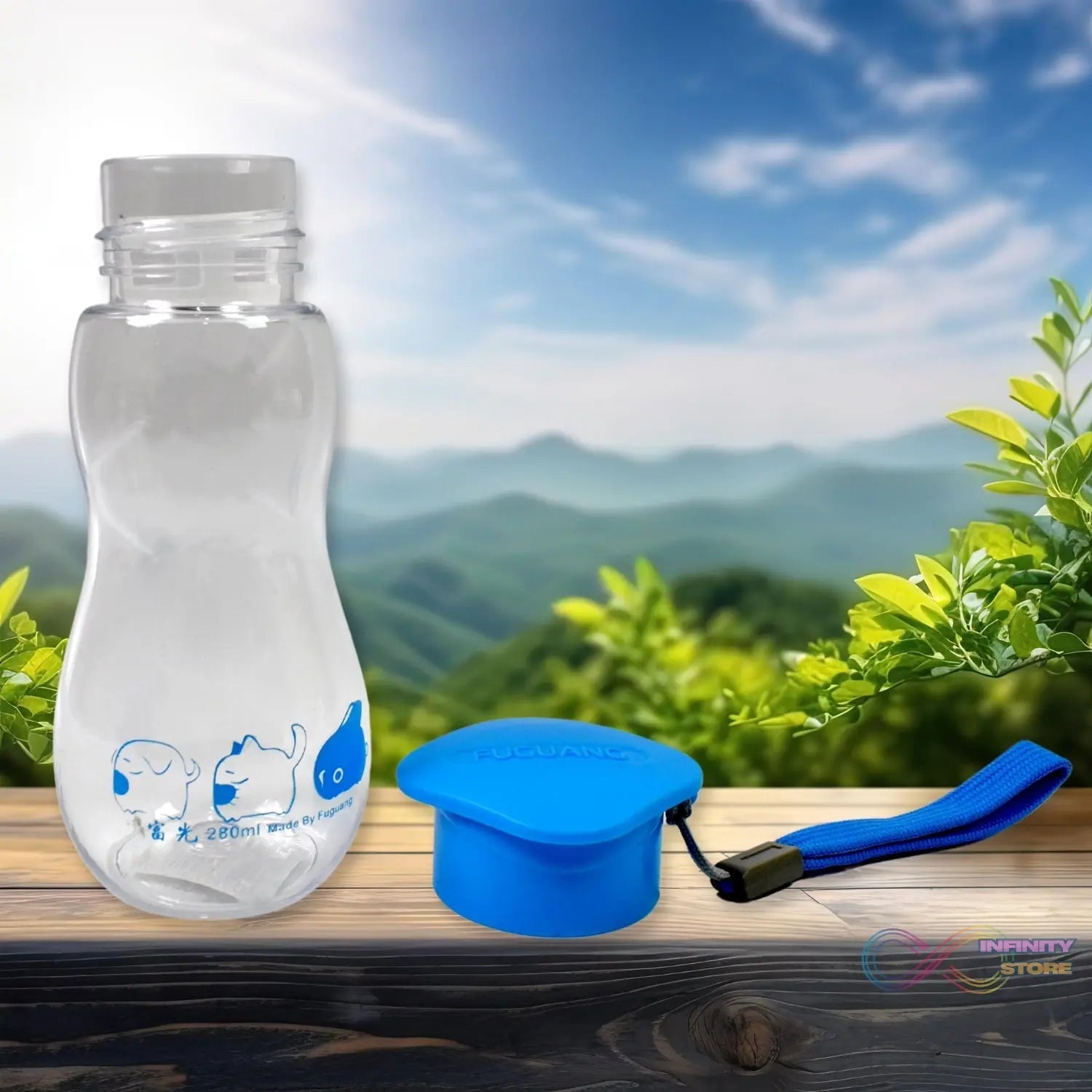 Transparent Travel Portable Water Bottle with Carry Straps (280 ML / 1 Pc) - infinityexculsivestore.com