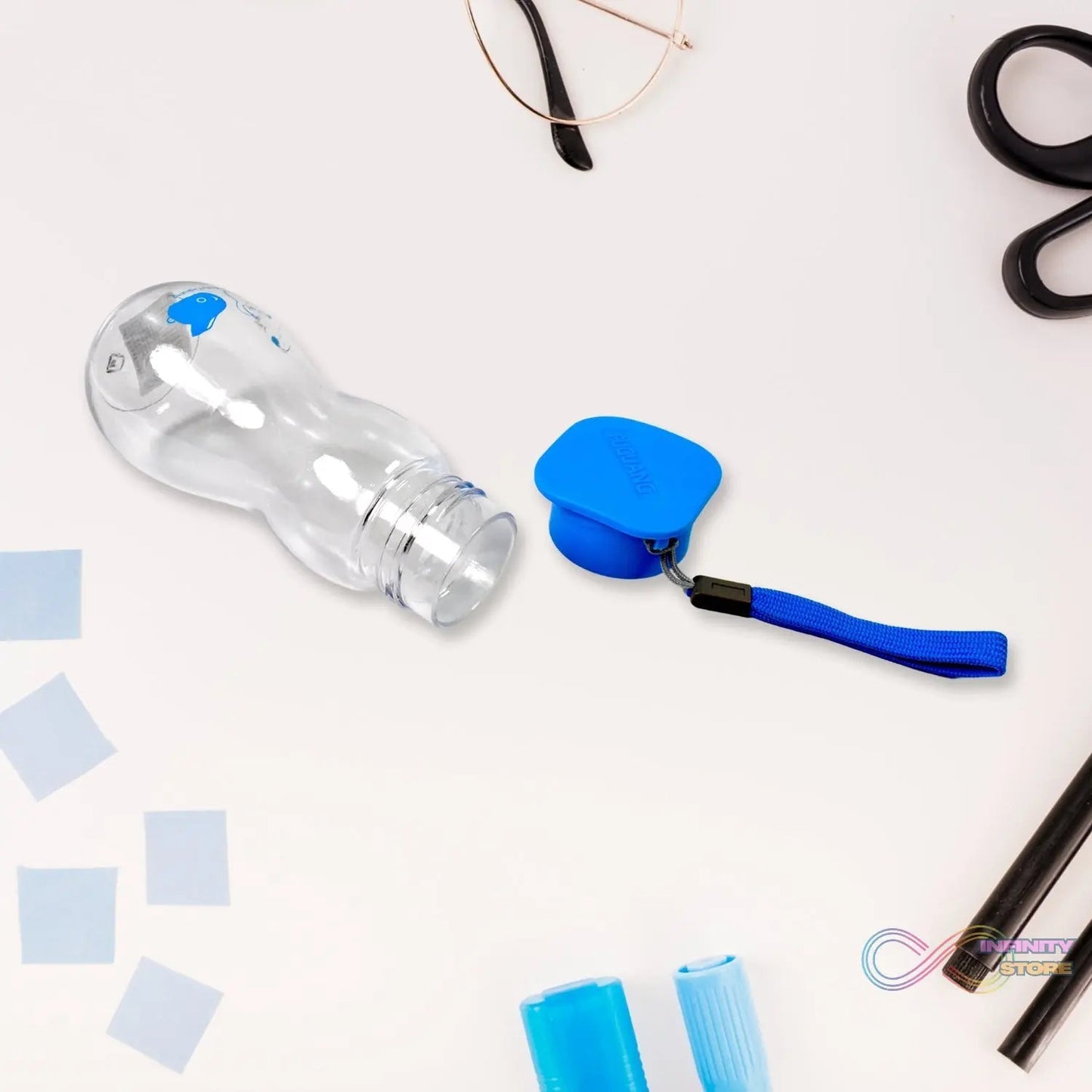 Transparent Travel Portable Water Bottle with Carry Straps (280 ML / 1 Pc) - infinityexculsivestore.com
