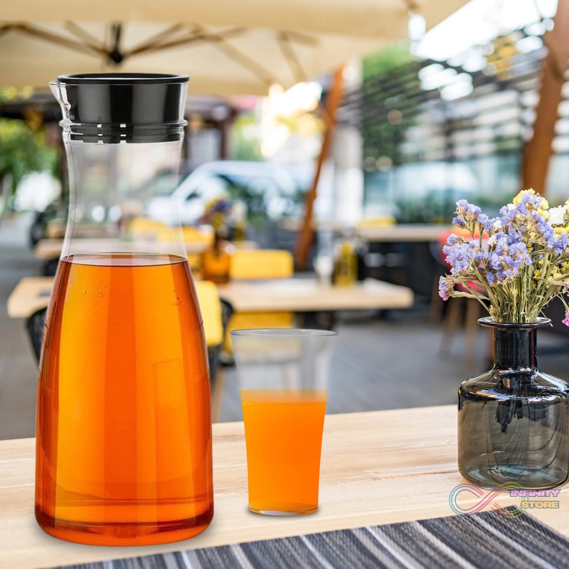 Transparent Unbreakable Water Juicy Jug and 6 Pcs. Glass Combo Set for Dining Table Office Restaurant Pitcher - infinityexculsivestore.com