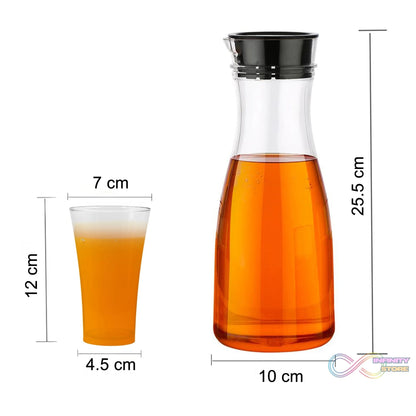 Transparent Unbreakable Water Juicy Jug and 6 Pcs. Glass Combo Set for Dining Table Office Restaurant Pitcher - infinityexculsivestore.com