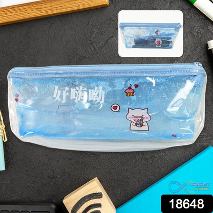 Transparent Unicorn Water Glitter Gel Pencil Zip Pouch (1 Pc) - infinityexculsivestore.com
