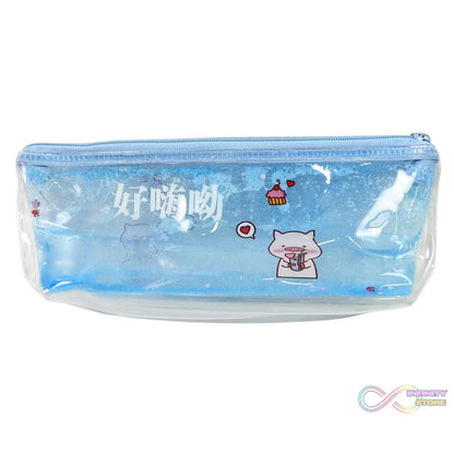 Transparent Unicorn Water Glitter Gel Pencil Zip Pouch (1 Pc) - infinityexculsivestore.com
