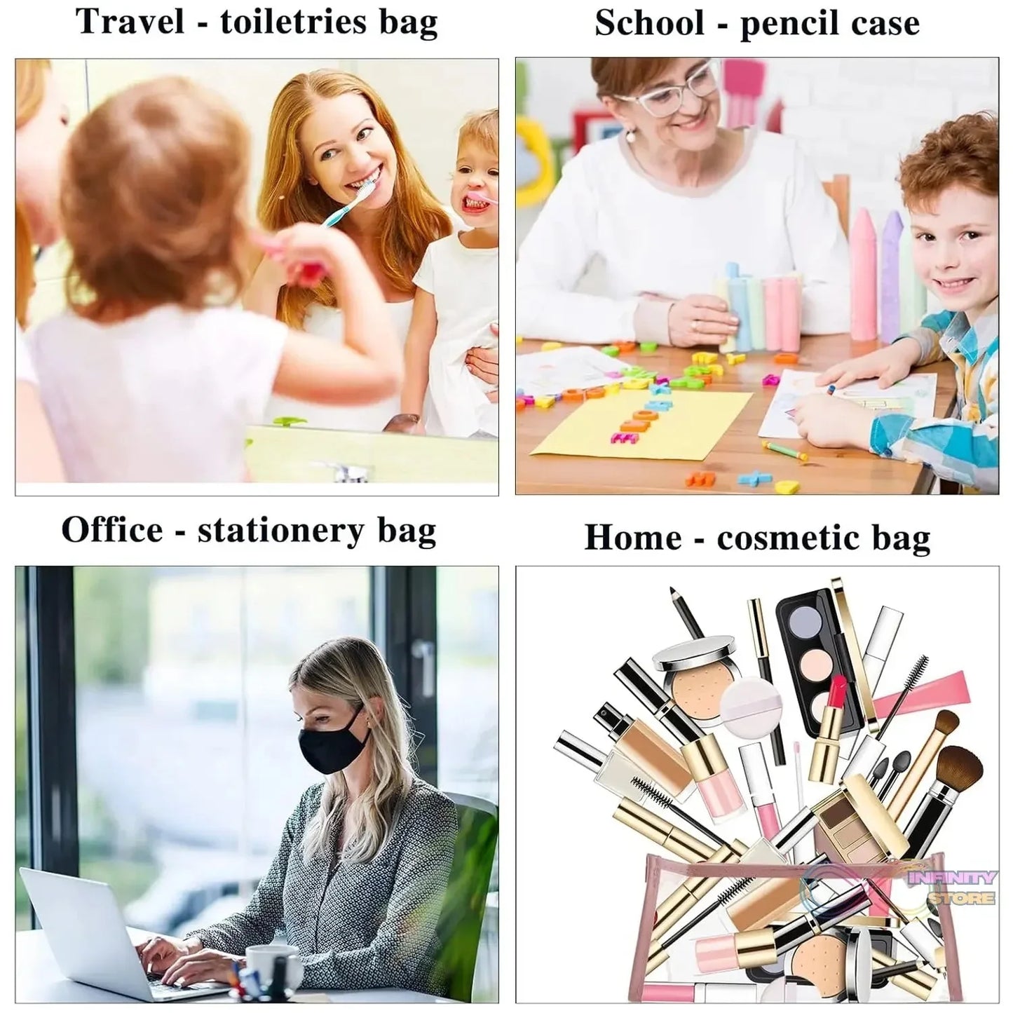 Transparent Zipper Closing Pouch (1 Pc) - infinityexculsivestore.com