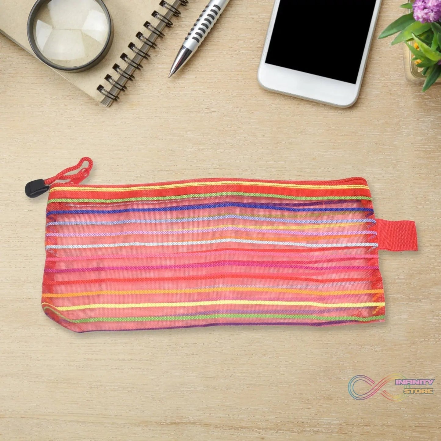 Transparent Zippered Nylon Mesh Multi Purpose Pouch / Purse - infinityexculsivestore.com