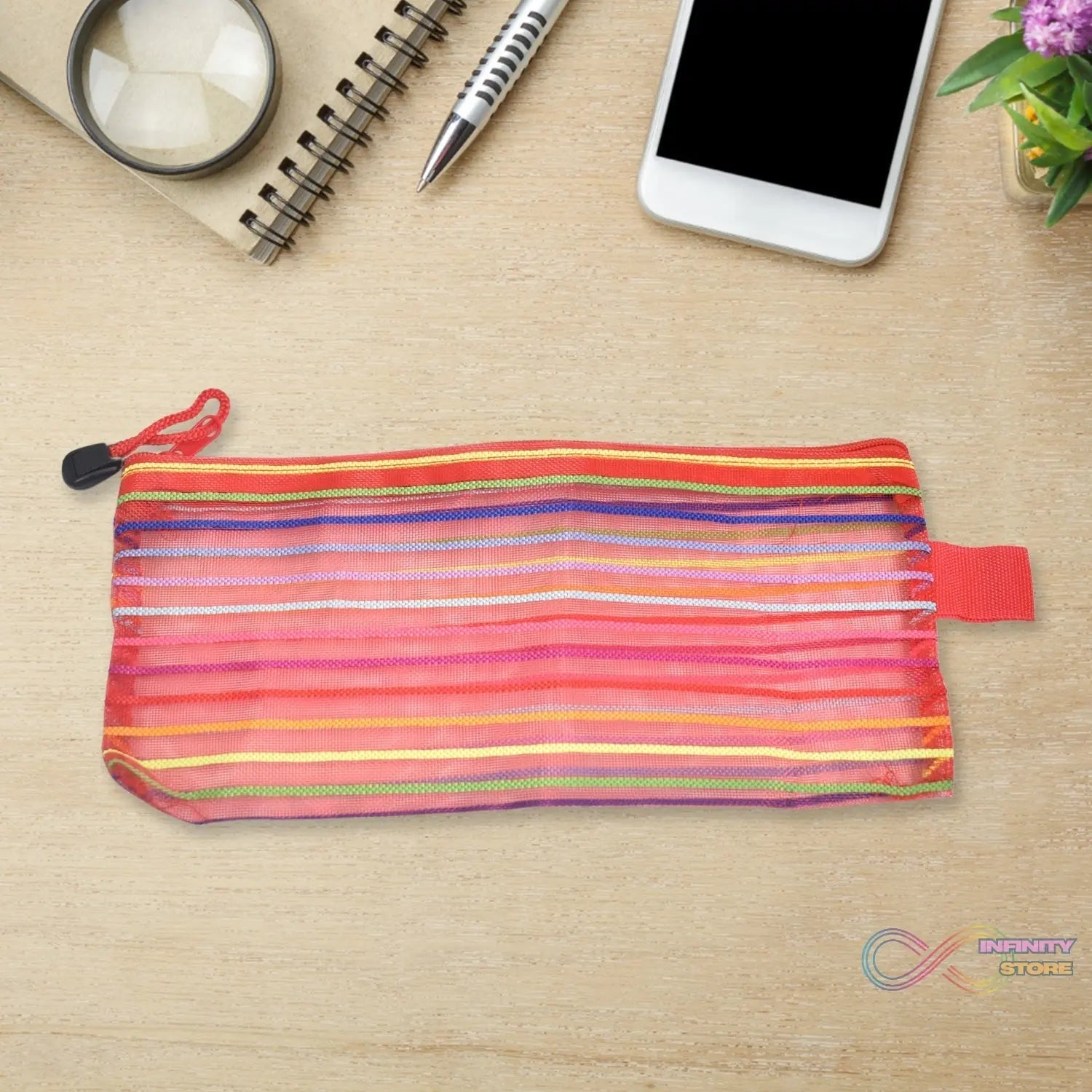 Transparent Zippered Nylon Mesh Multi Purpose Pouch / Purse - infinityexculsivestore.com