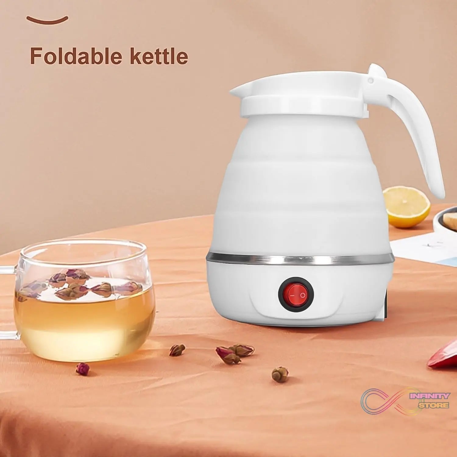 Travel Folding Electric Kettle 600W - (304 Stainless Steel & Silicone) - infinityexculsivestore.com