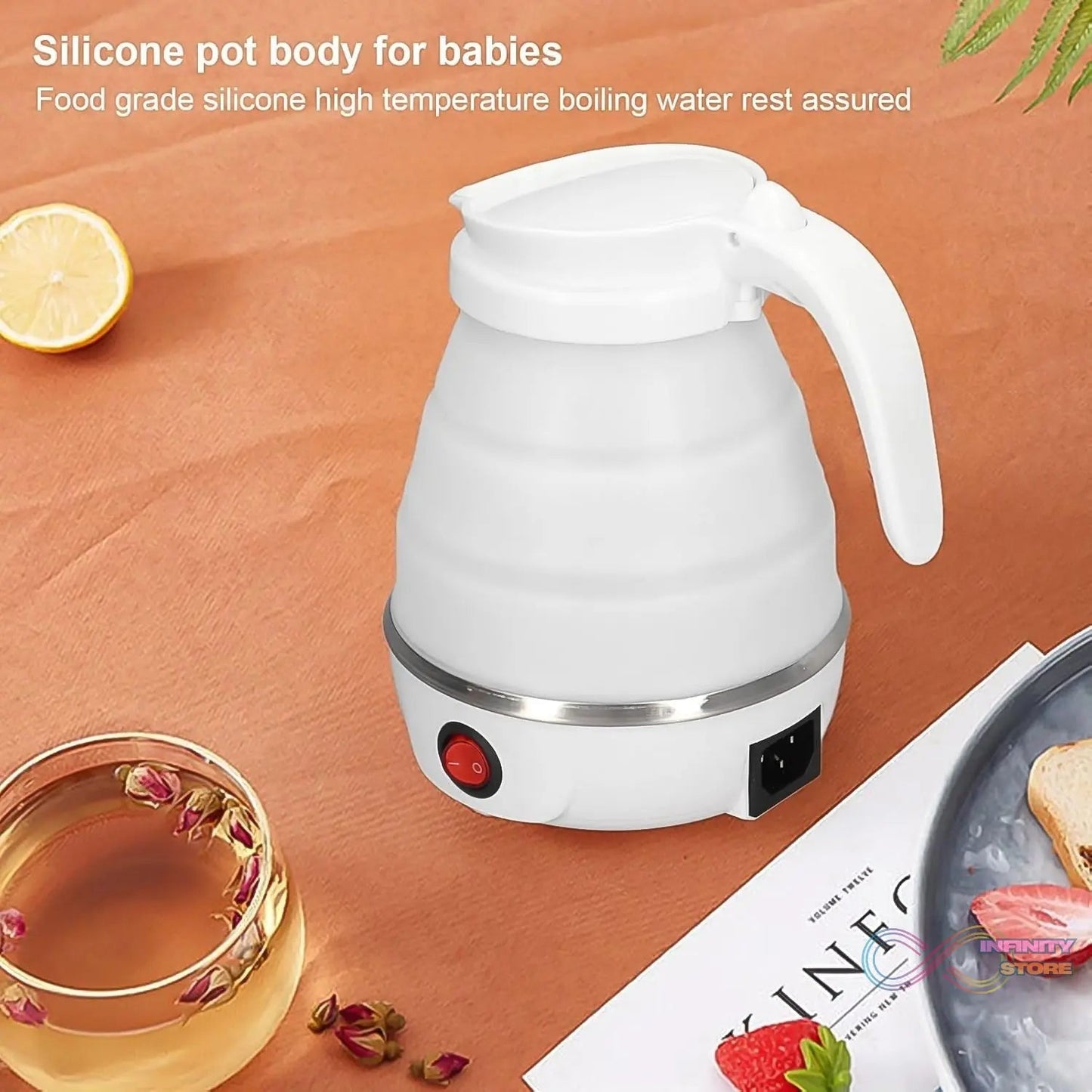 Travel Folding Electric Kettle 600W - (304 Stainless Steel & Silicone) - infinityexculsivestore.com