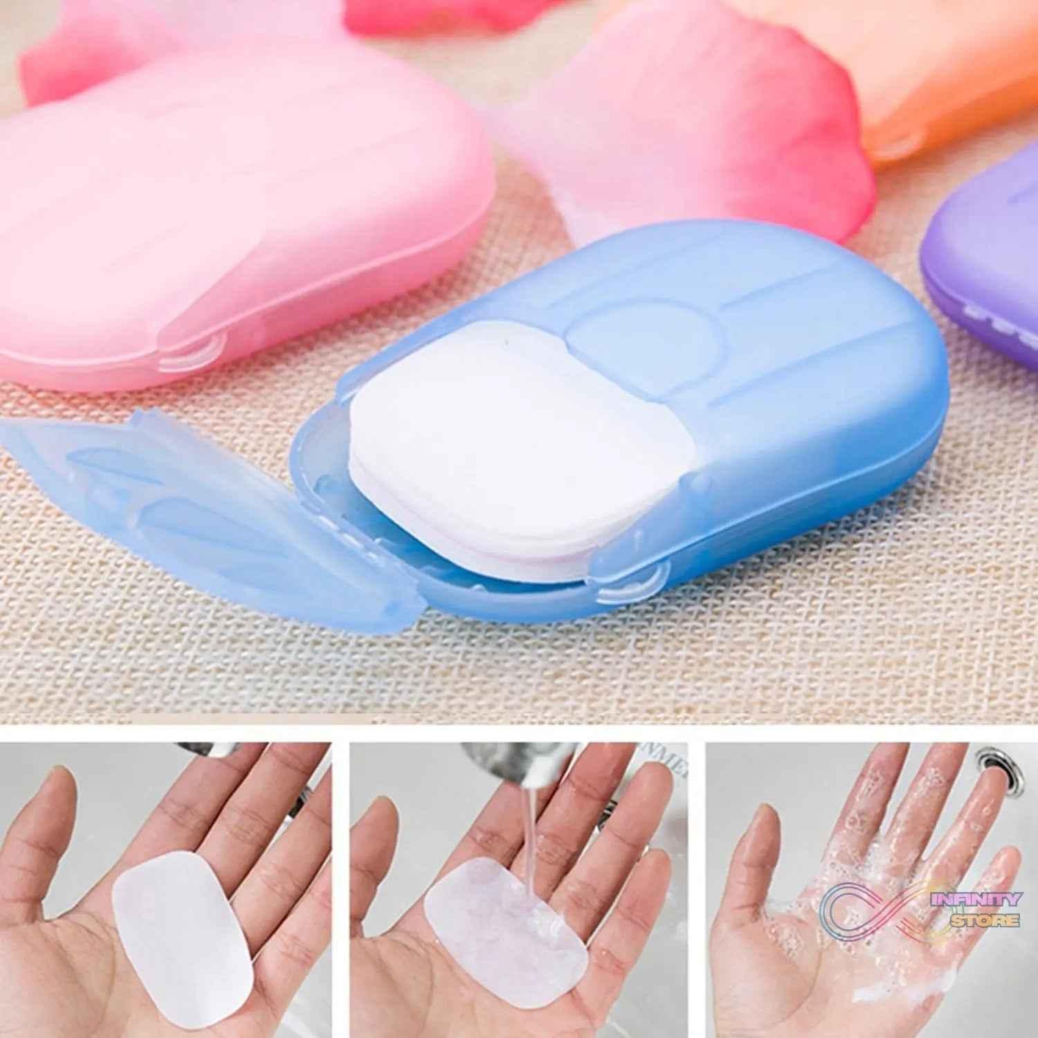 Travel Paper Soap Sheet with Mini Box (20 Sheets in a Pack Approx / Mix Color) - infinityexculsivestore.com