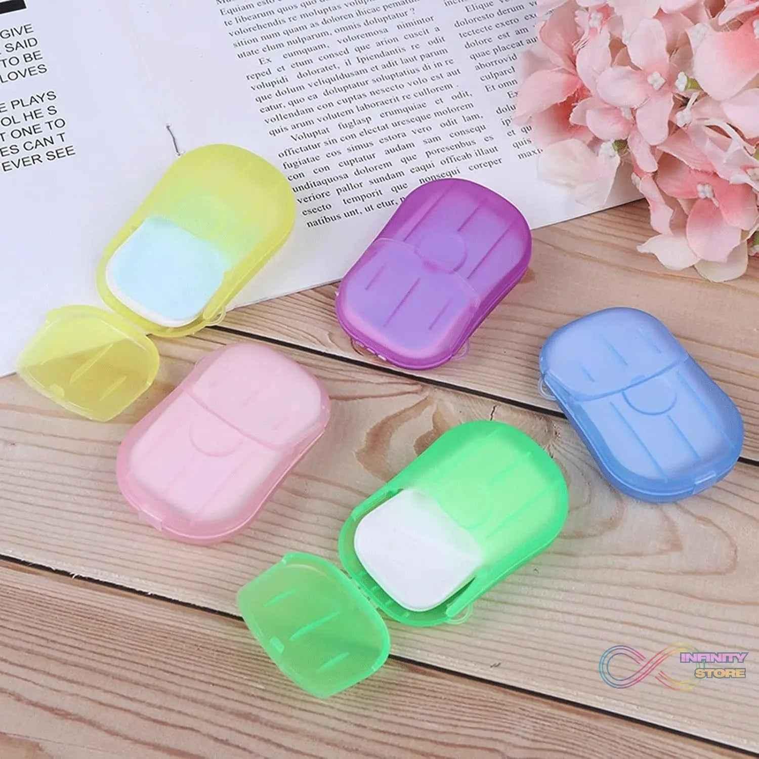 Travel Paper Soap Sheet with Mini Box (20 Sheets in a Pack Approx / Mix Color) - infinityexculsivestore.com