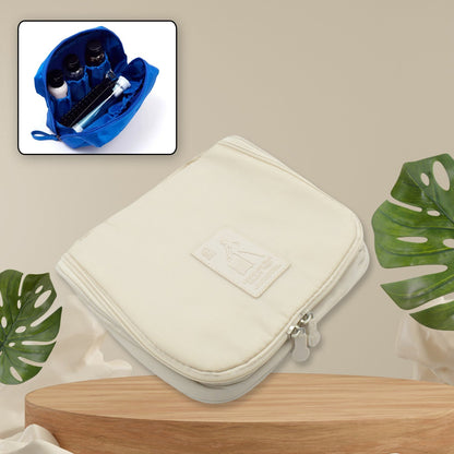 Travel Wash Bag Multi - Functional Waterproof Cosmetic Storage Bag Handheld Foldable Hook Cosmetic Bag with Zipper Closure Handbag Portable Classification Bags (1Pc) - infinityexculsivestore.com