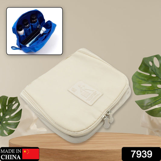 Travel Wash Bag Multi - Functional Waterproof Cosmetic Storage Bag Handheld Foldable Hook Cosmetic Bag with Zipper Closure Handbag Portable Classification Bags (1Pc) - infinityexculsivestore.com