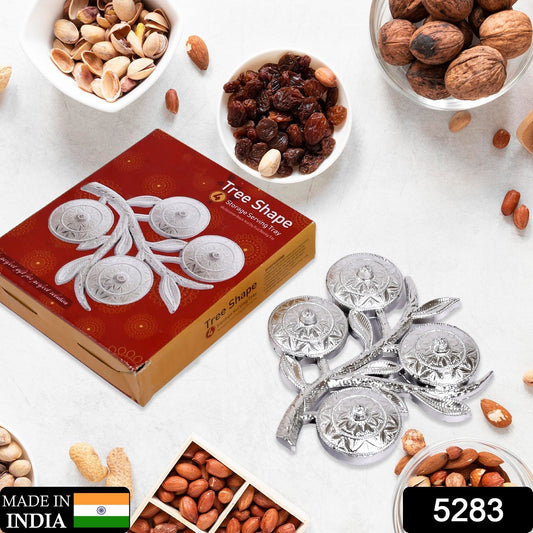 Tree Shape 4 Compartment Mukhwas Dani Serving Tray For Home & Kitchen Use - infinityexculsivestore.com