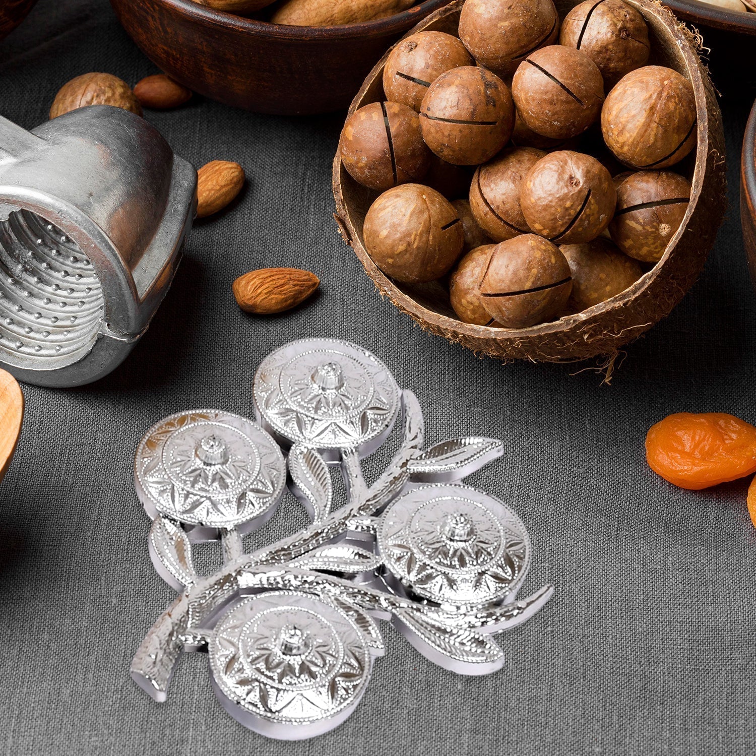 Tree Shape 4 Compartment Mukhwas Dani Serving Tray For Home & Kitchen Use - infinityexculsivestore.com