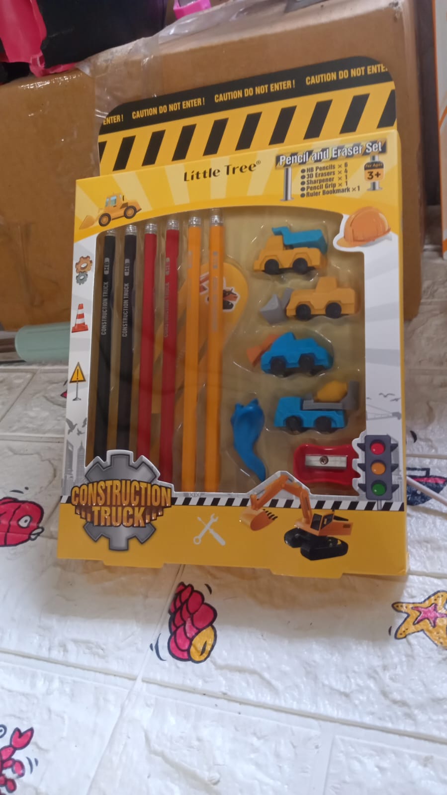 Pencil and Eraser Set, Construction Truck Theme Stationery Kit Includes 6 Pencils, 4 Erasers, 1 Sharpener, 1 Ruler Bookmark, 1 Pencil Cap Stationary For Birthday Gifts for Kids, Birthday Return Gifts (13 Pc set) - infinityexculsivestore.com