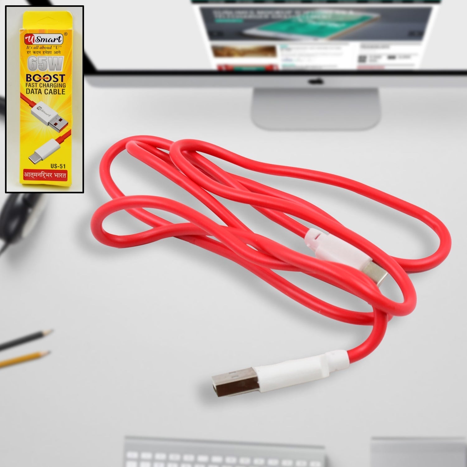 Type C data cable Fast Charging Data Cable (1000 MM / 65W / 1 Pc) - infinityexculsivestore.com