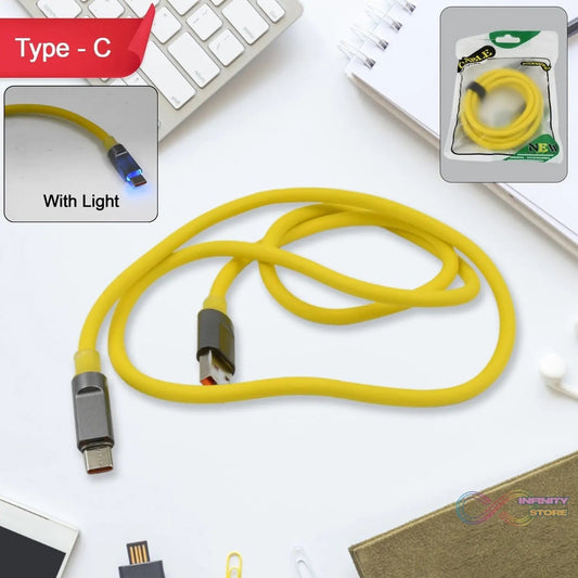 Type C data cable Fast Charging With Light (1 Mtr. / 1 Pc) - infinityexculsivestore.com
