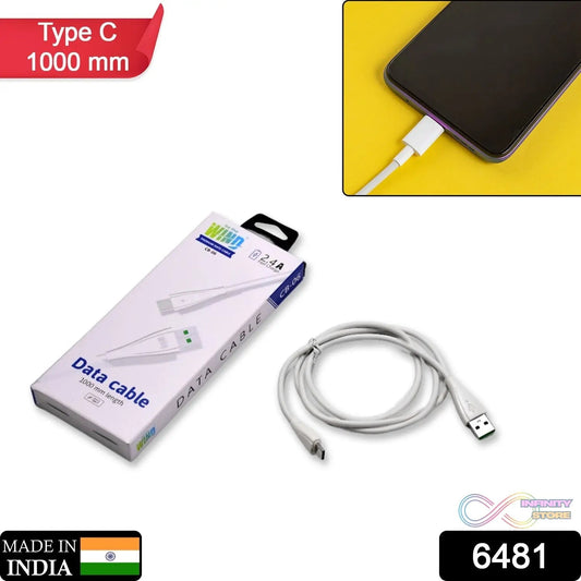 Type C data cable with 2.4Amp Rapid Charging (1000mm) - infinityexculsivestore.com