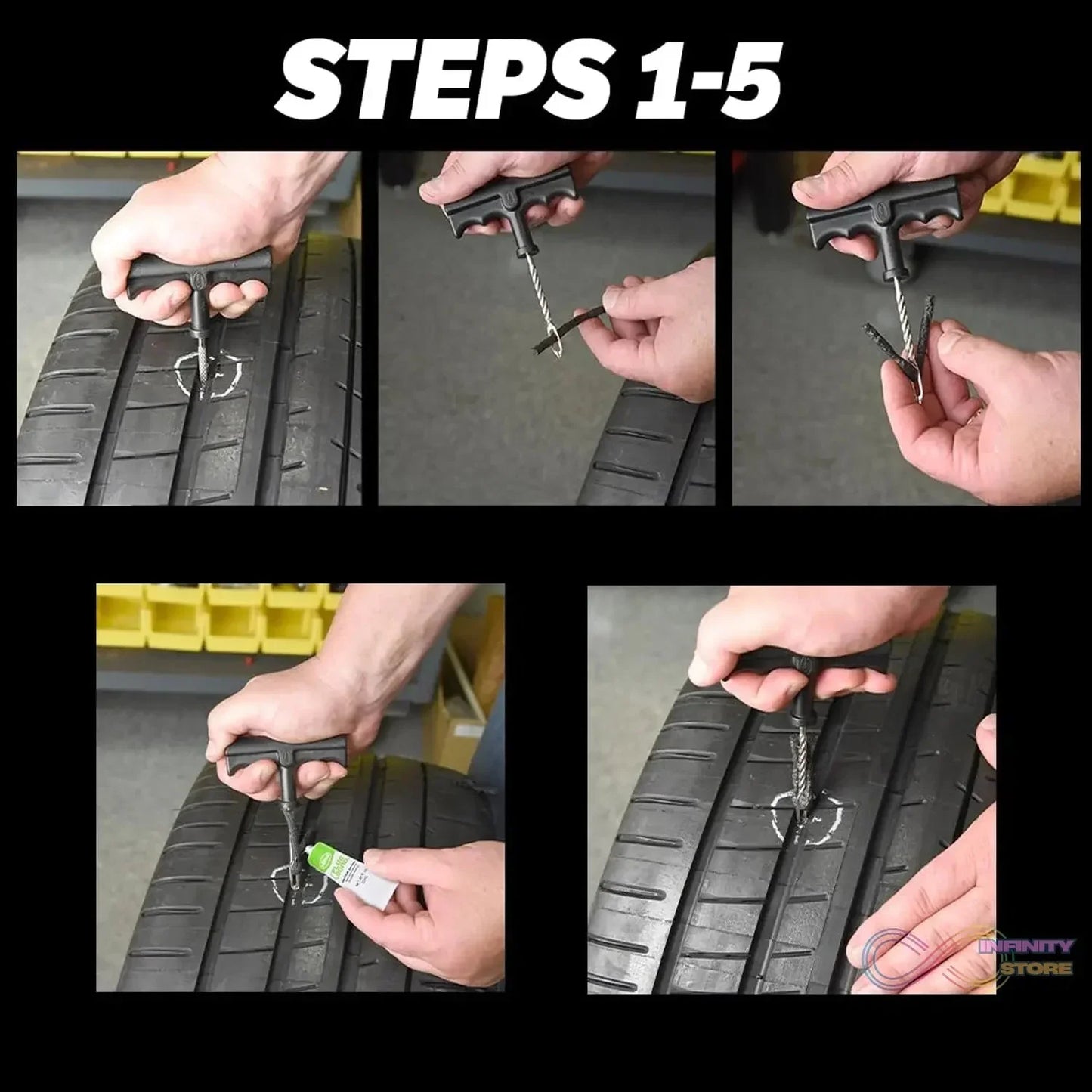 Tyre Repair Brown Emergency Puncture Seal Strips (5 Pcs Set) - infinityexculsivestore.com