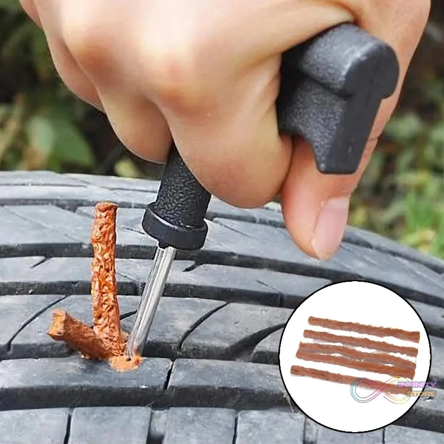 Tyre Repair Puncture Kit with 5 Rubber Strips (8 Pcs Set) - infinityexculsivestore.com
