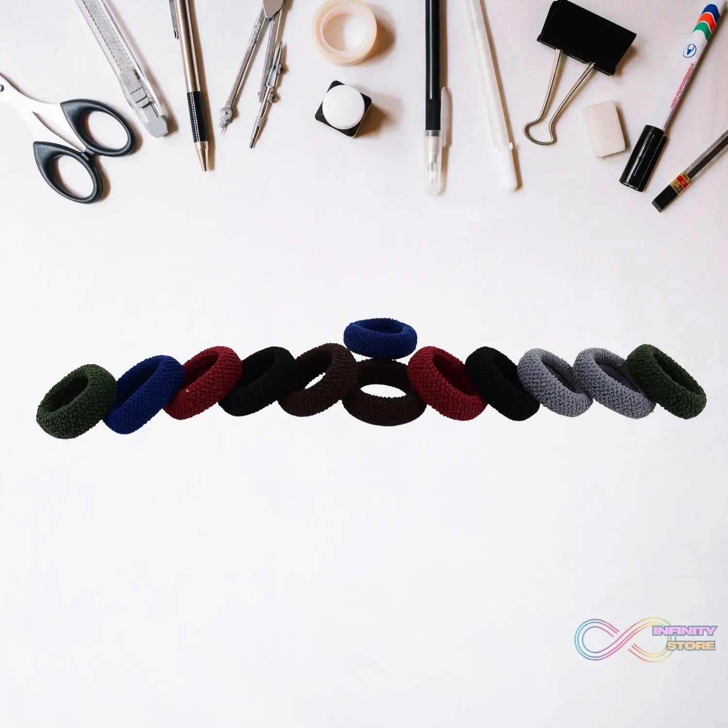 Tyre Shape Hair Rubber Bands Pack of 12 (Multicolour) - infinityexculsivestore.com
